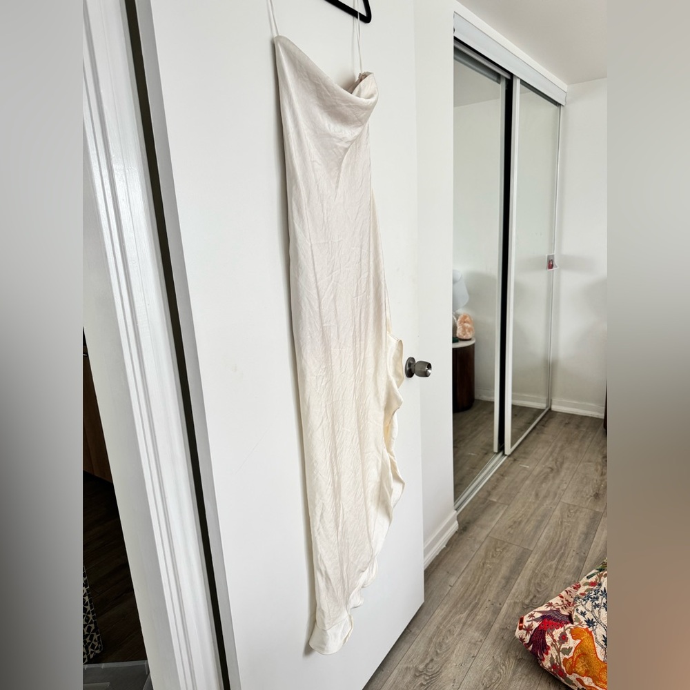 Revolve White Strapless Draped Dress